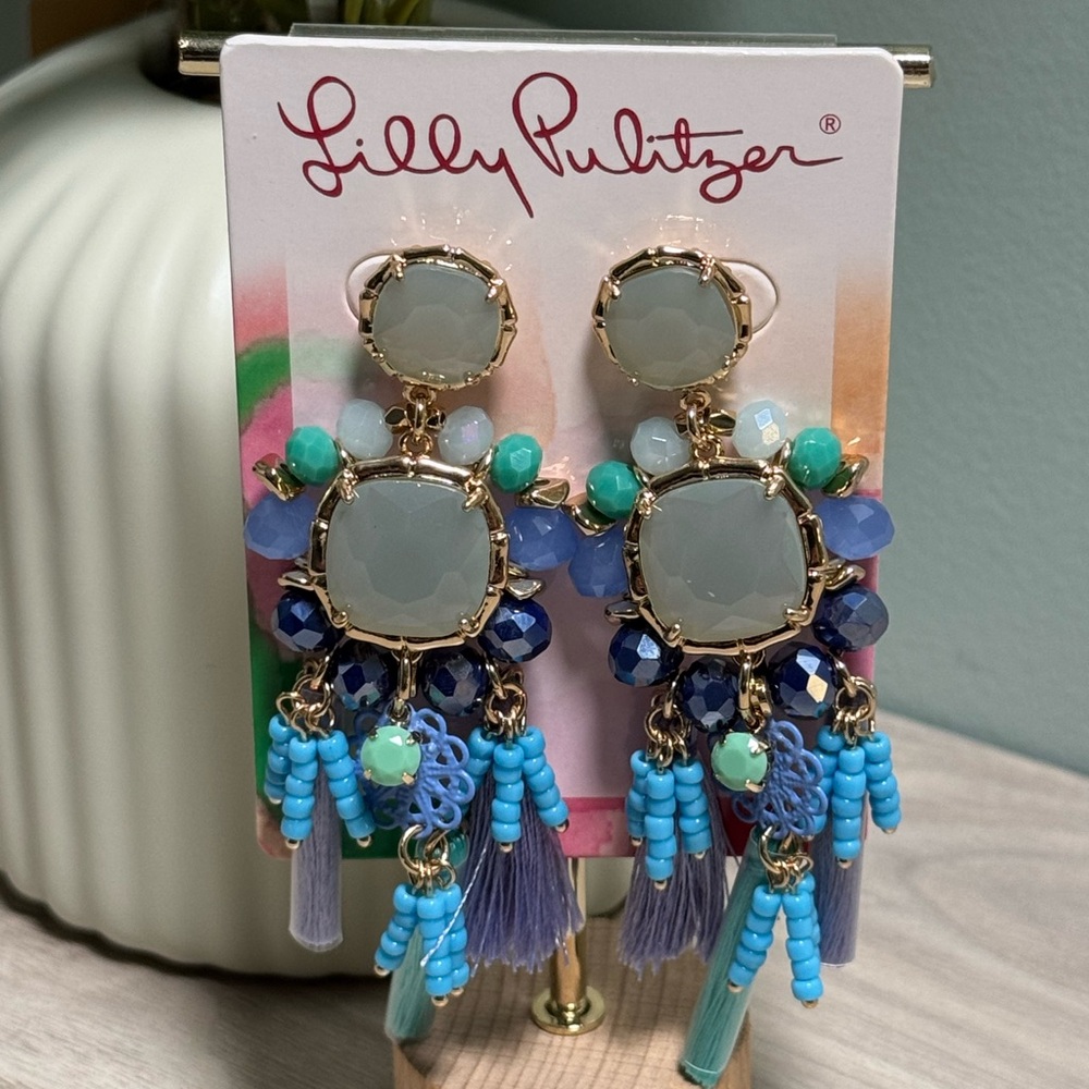 Lilly Pulitzer Blue Chandelier Earrings - Picture 2 of 5